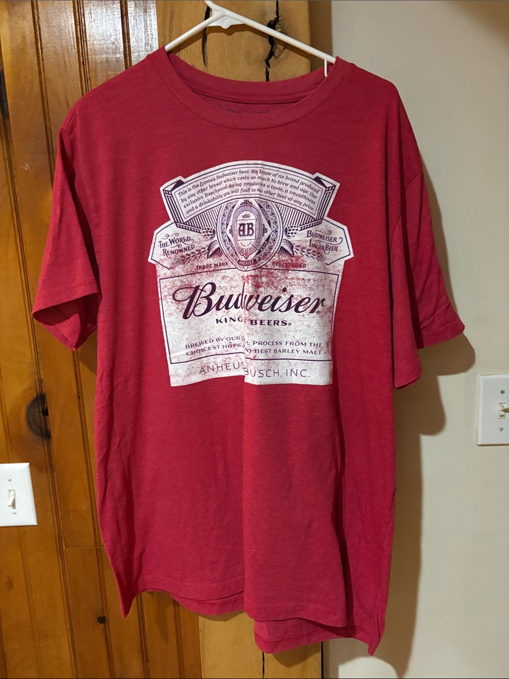 Budweiser Red Short Sleeve Tee with White Label Graphic
